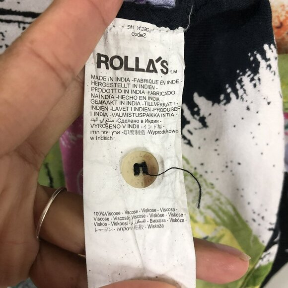 Rollas Shirt Vintage-Inspired Abstract Floral Button-Up Size M Casual Top - Picture 7 of 10